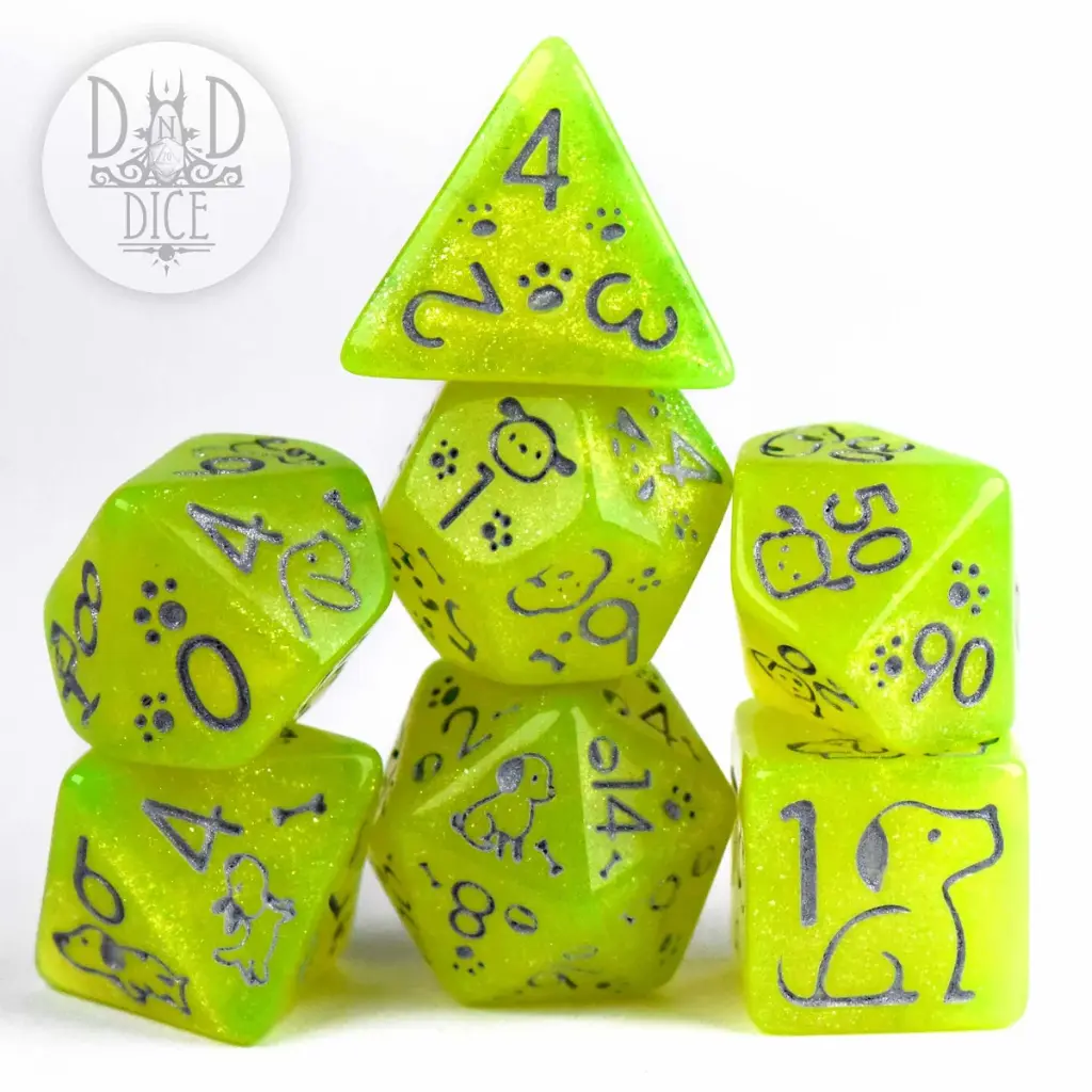 King of Crits: Puppers Tennis Ball 7 Dice Set