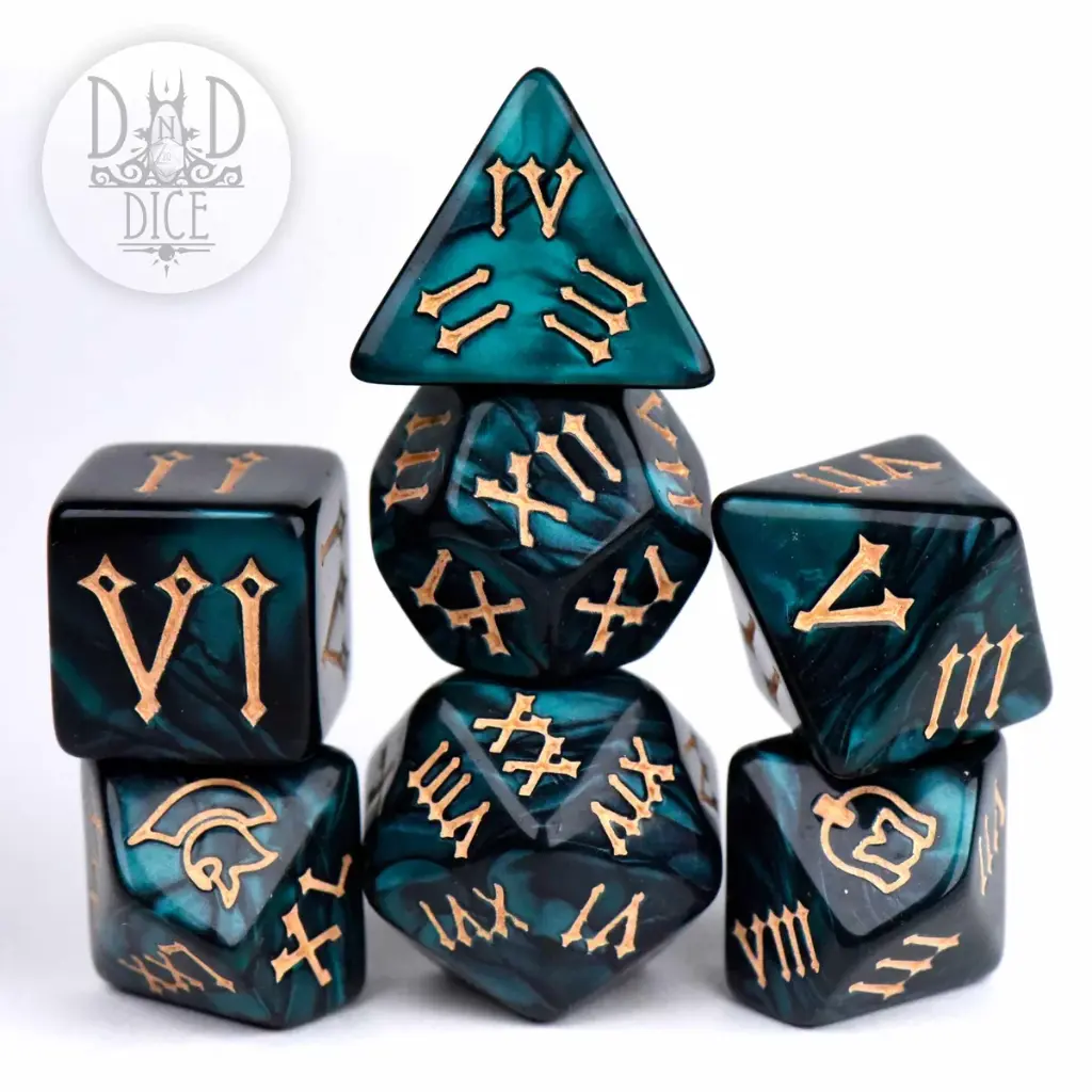 King of Crits: Roman Legion Green 7 Dice Set