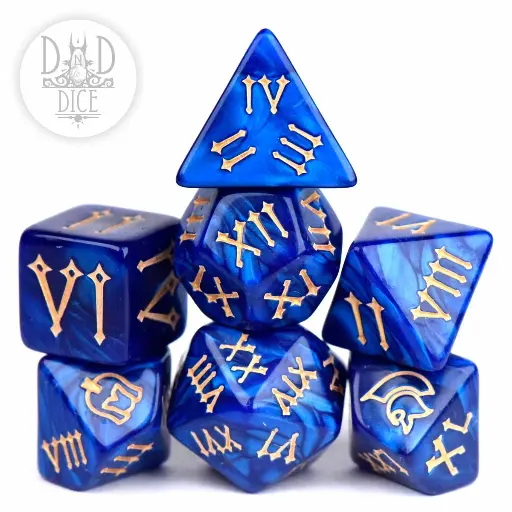King of Crits: Roman Legion Blue 7 Dice Set