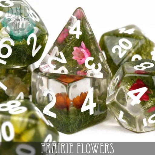 King of Crits: Prairie Flowers 7 Dice Set